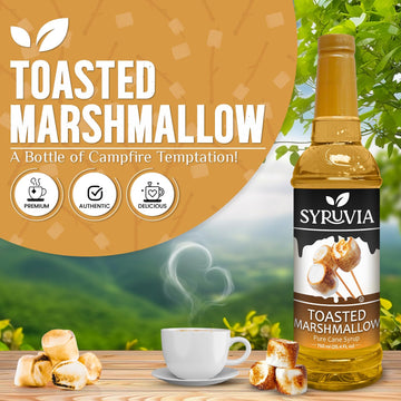 Syruvia Toasted Marshmallow Coffee Syrup - 25.4 Fl Oz Premium Coffee Flavoring Syrup - Kosher Coffee Syrups, Gluten Free, No Col
