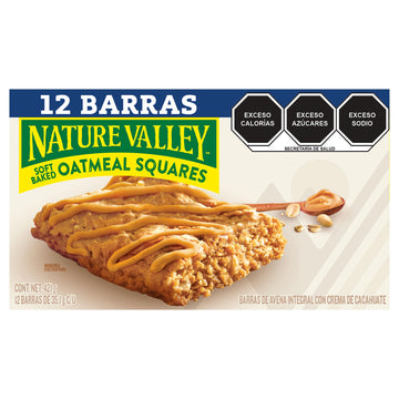 Nature Valley Soft-Baked Oatmeal Squares, Peanut Butter Breakfast Snacks, 12 CT, Kids Snacks,14.88 OZ