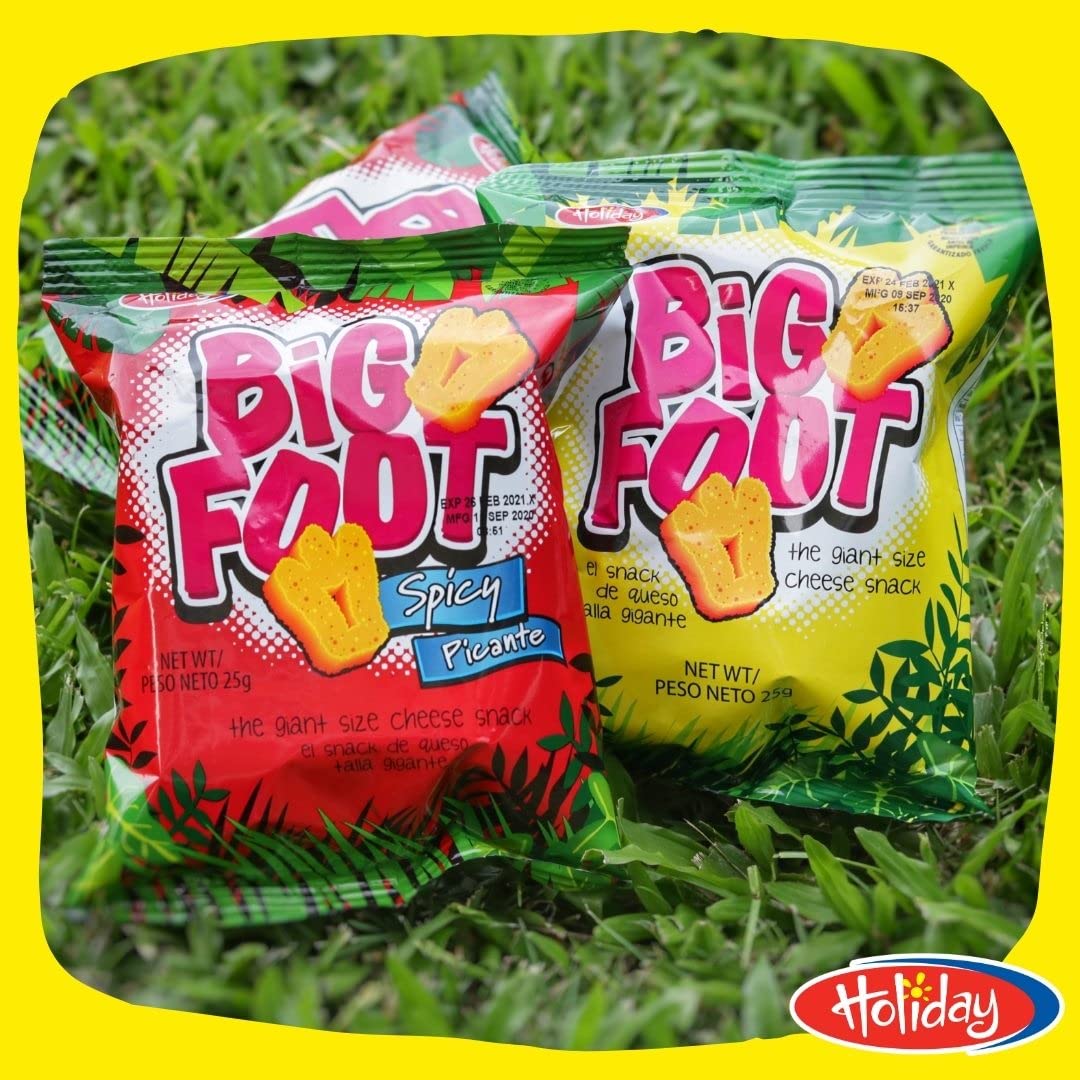 Holiday Big Foot Giant Cheese Snack Spicy Crunchy Corn Puffs Party Size Bag 0.8 oz Pack of 12