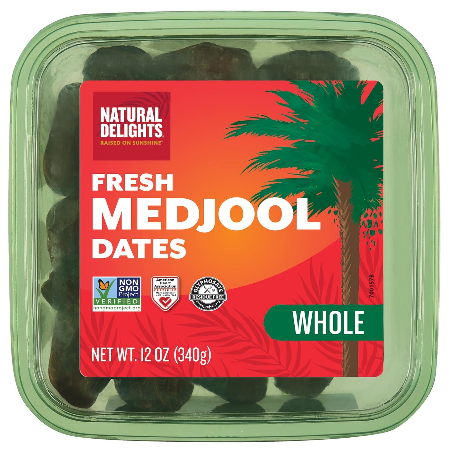 Natural Delights Medjool Dates – Large & Plump, Whole Non-Gmo Verified, Good Source Of Fiber, Naturally Sweet Fruit Snack, Perfect For On-The-Go - Medjool Dates Whole, 12 Oz Container
