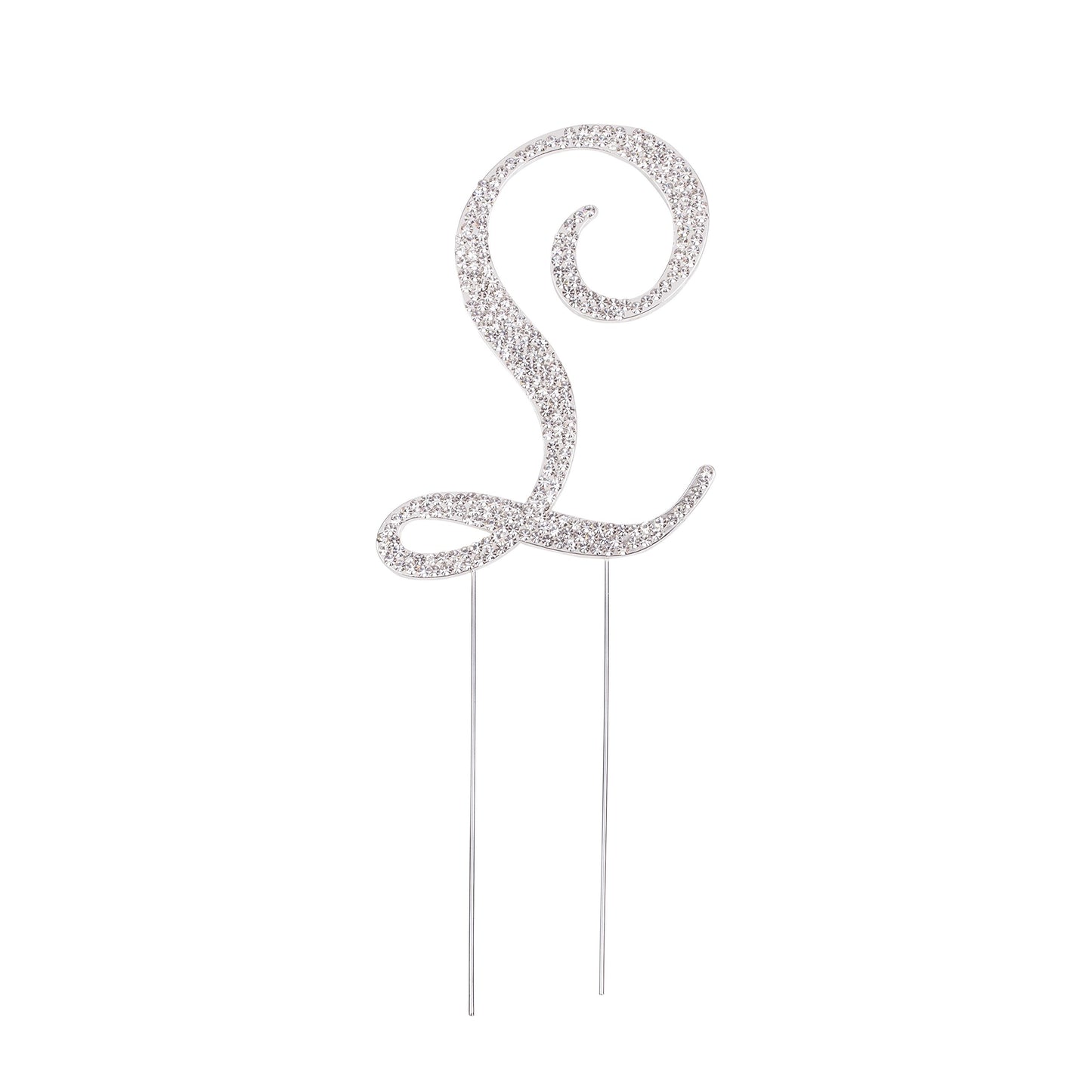 LOVENJOY Rhinestone Letter L Cake Topper, 3.5, Silver, Model GA-LTL0120A