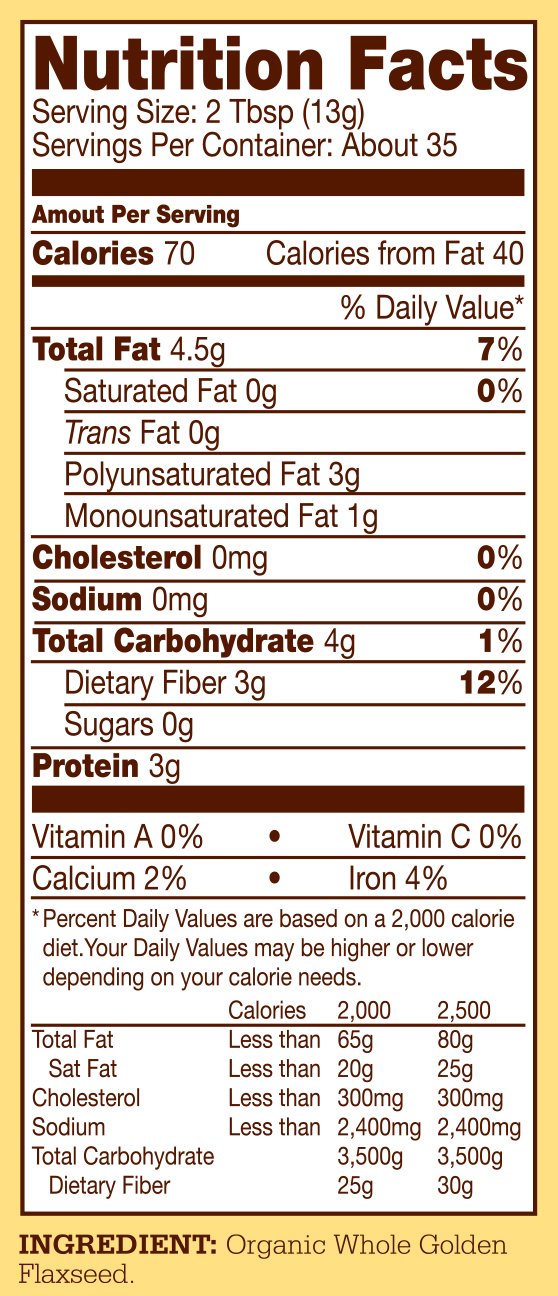 Bob's Red Mill Golden Flaxseed Meal, Organic, Gluten Free, Whole Ground, 16 Ounce