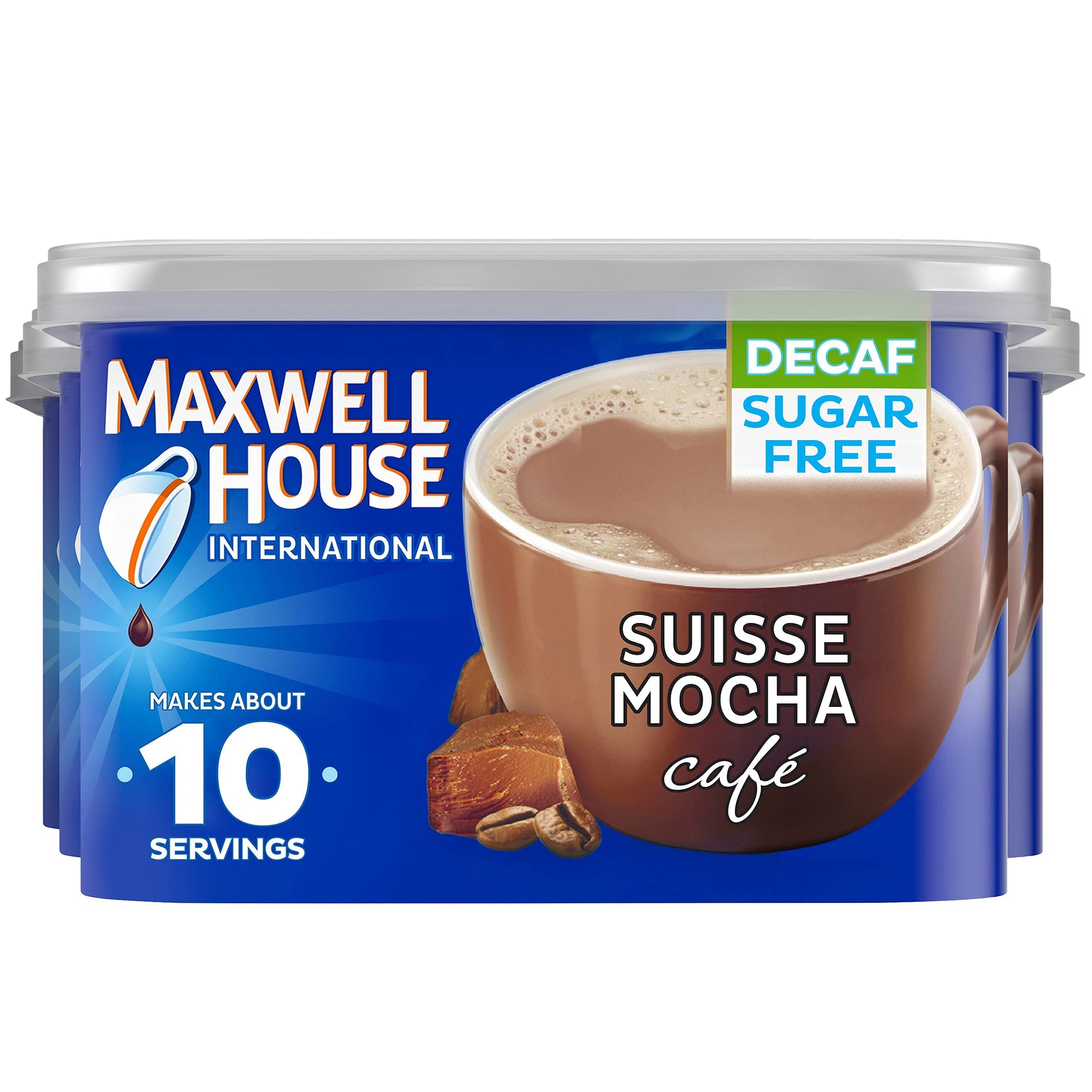 Maxwell House International Suisse Mocha Caf  -Style Decaf Sugar Free Instant Coffee Beverage Mix (4 ct Pack, 4 oz Canisters)