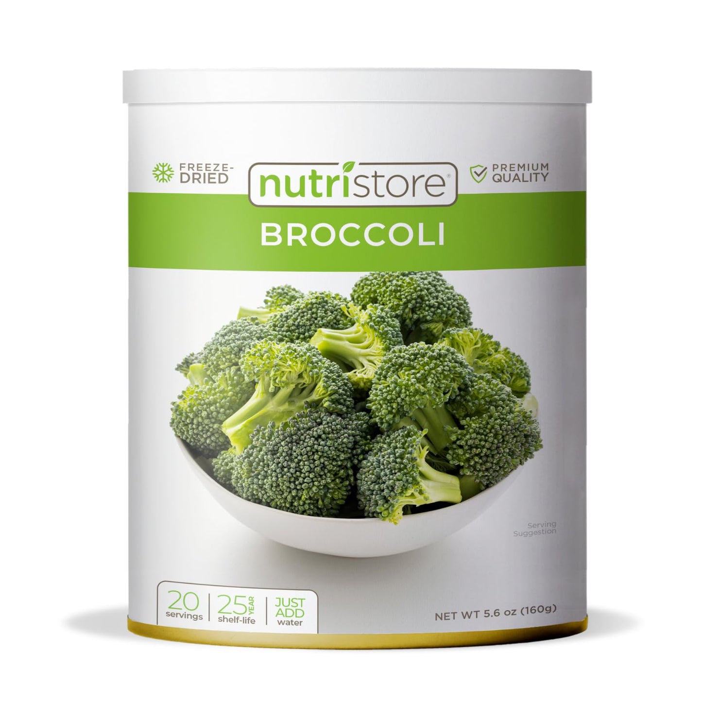 Nutristore Freeze Dried Broccoli | Survival Emergency Veggie Supply, Healthy Meals, Camping | Made In Usa | 25 Year Shelf Life |