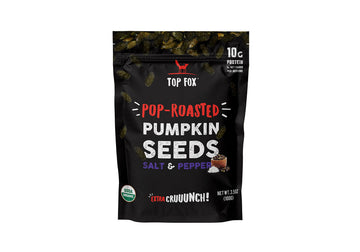 Top Fox Snacks - Organic Pop-Roasted Pumpkin Seeds | Healthy Protein Snacks - Gluten Free - Keto And Vegan Friendly (Salt & Pepper, 3.5 Oz - 6 Pack)