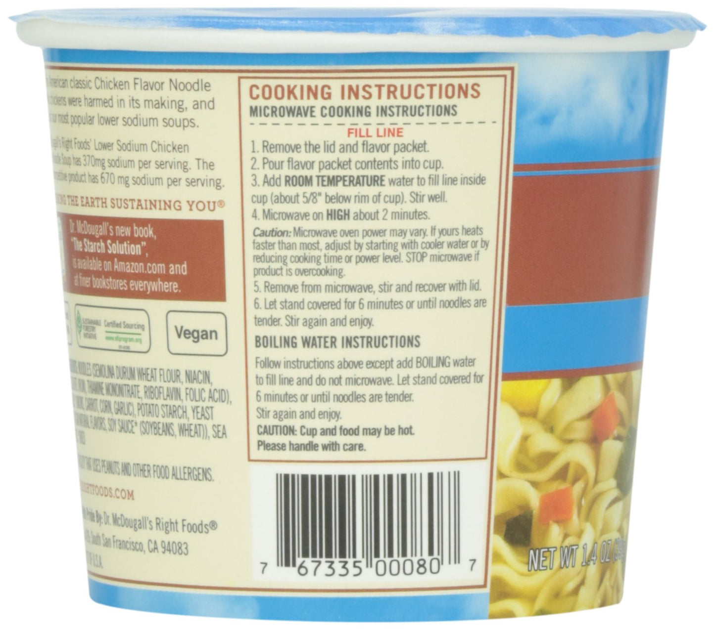Dr. McDougall's Vegan Chicken Noodle Soup, Lower Sodium, 1.4 oz, Convenient and Healthy Meal Option, Pack of 1