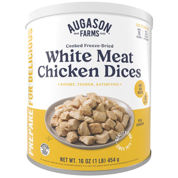 Augason Farms Freeze-Dried White Meat Chicken 100% Real Precooked Chicken Long-Term Food Storage Large Can, 16 Oz