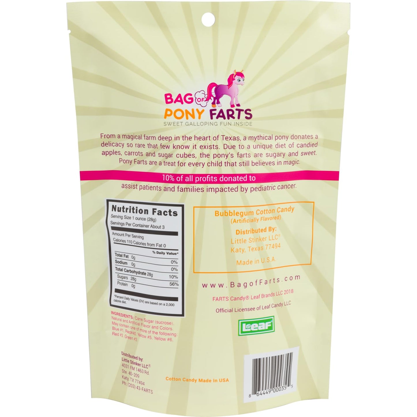 Bag Of Pony Farts Cotton Candy, Bubblegum flavor, Funny for All Ages Unique Birthday for Friends, Mom, Dad, Girl, Boy Funny East