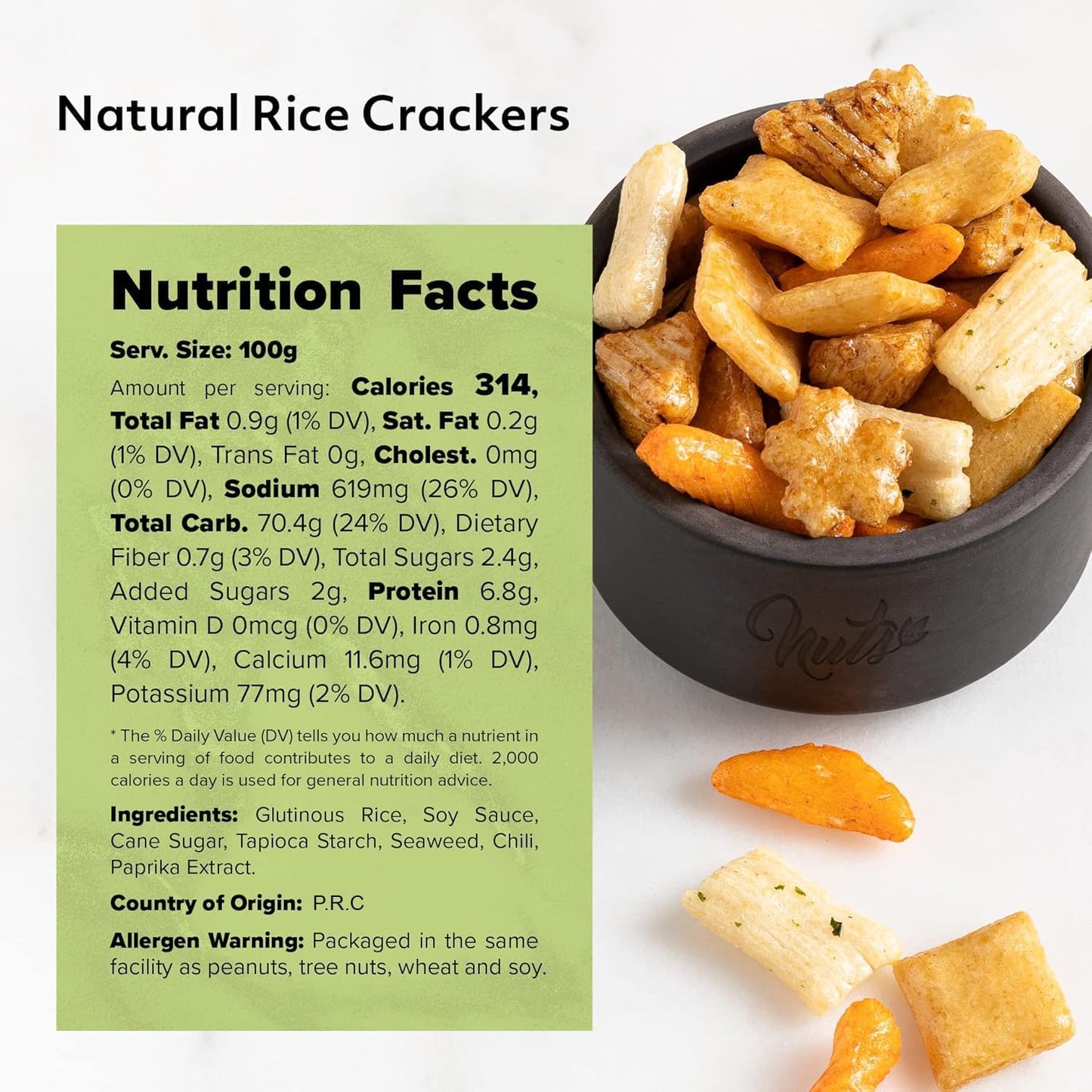 NUTS - U.S. Oriental Rice ers, Crunchy & Spicy, No Artificial Colors, Non-GMO, 16 Ounce Resealable Bag