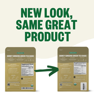 Fgo Organic Honey Ginseng Green Tea, 100 Count, Eco-Conscious Tea Bags, Resealable Bag, Packaging May Vary (Pack Of 1)