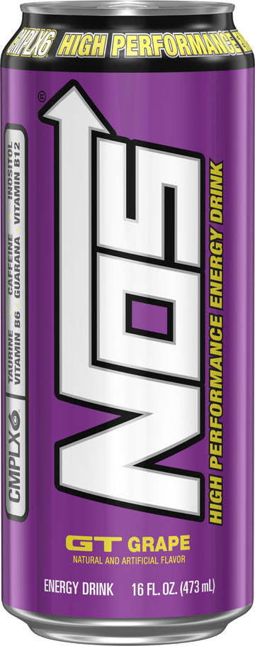 NOS GT Grape Energy Drink, 16 Fl oz, High Performance, 15 Pack - Boost Your Energy with NOS!