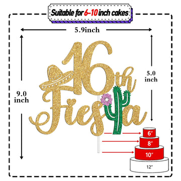 Fiesta 16Th Cake Topper, Cheers To 16 Years/Taco Bout 16 Cake Decor,Tropical Hawaiian Mexican Summer Themed Happy 16Th Birthday/