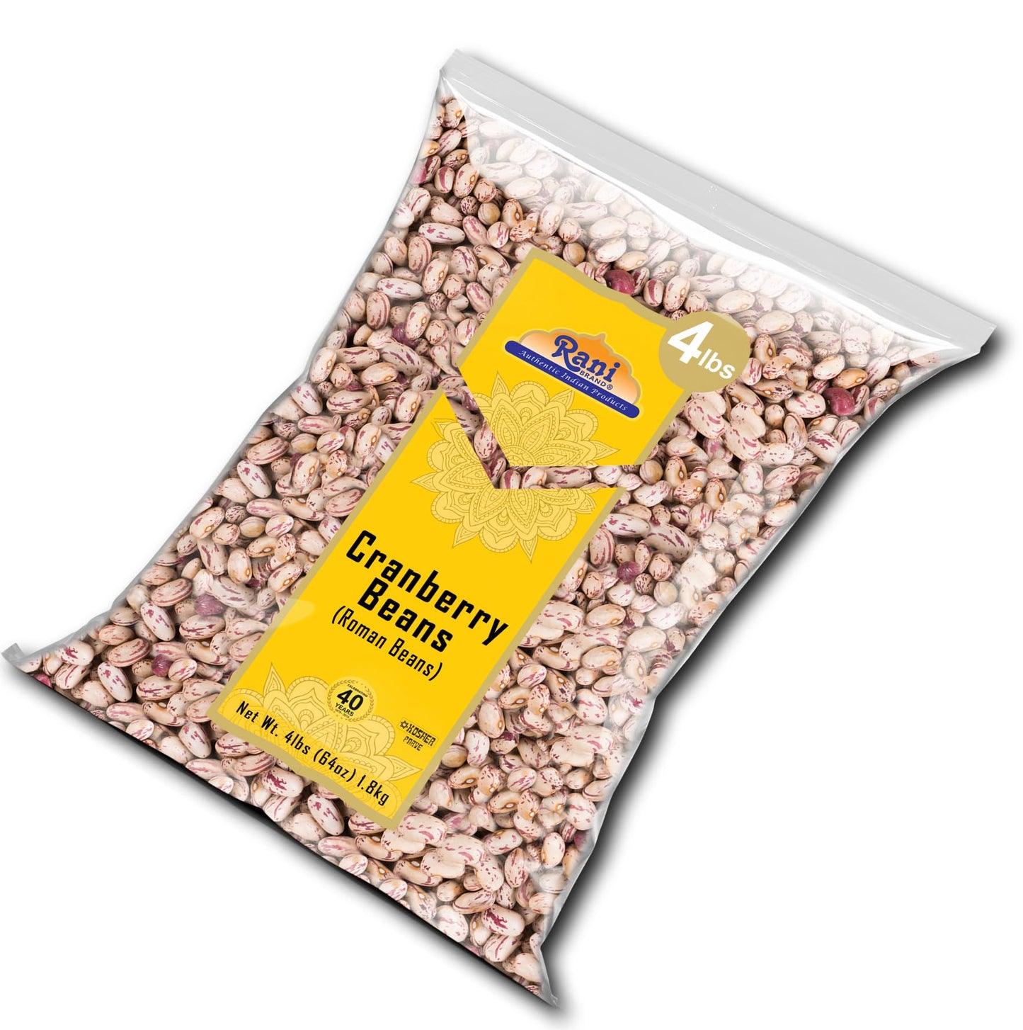 Rani Cranberry Beans (Roman Beans) 64Oz (4Lbs) 1.81Kg Bulk ~ All Natural | Vegan | Gluten Friendly | Non-Gmo | Kosher | Product