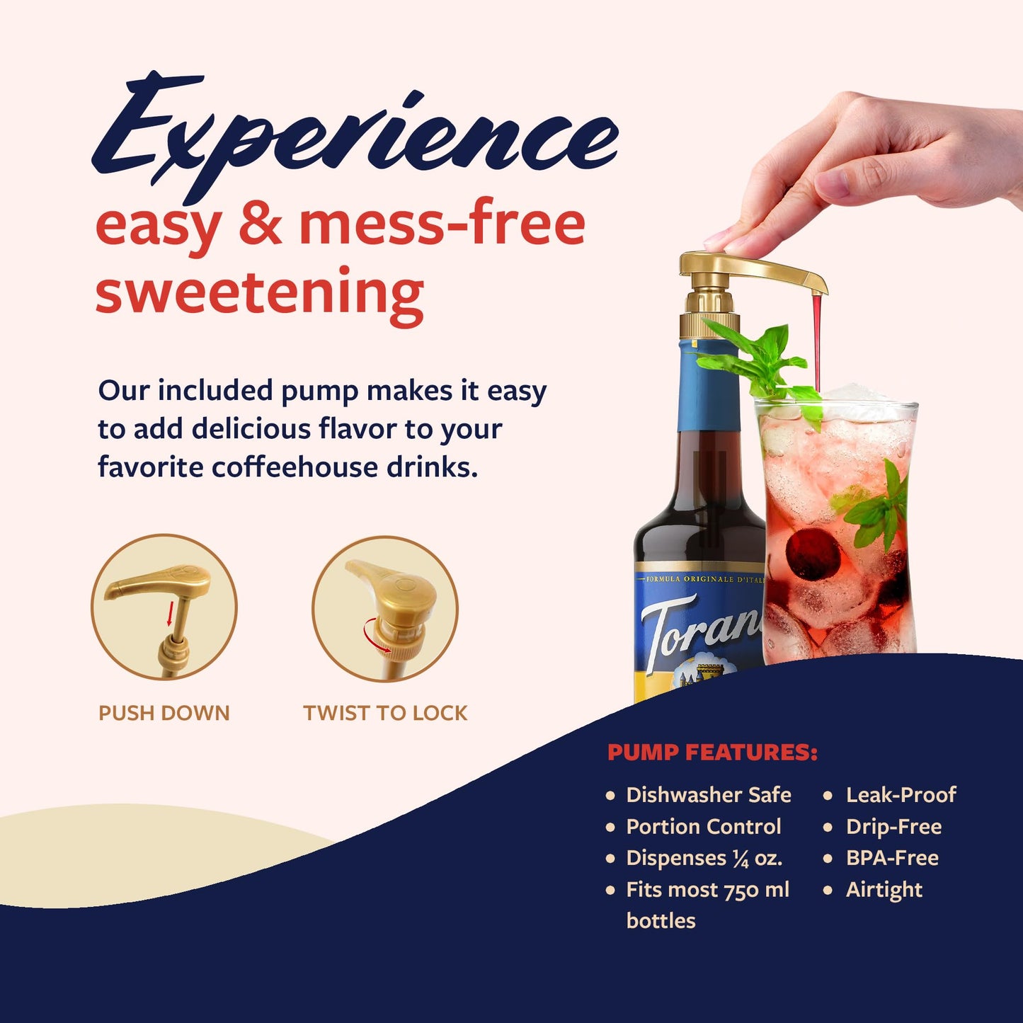 Torani Sugar Free Syrup, Black Cherry Flavored Syrup For Drinks, Zero Calorie, Glass Bottle With Pump Included, 25.4 Fl Oz