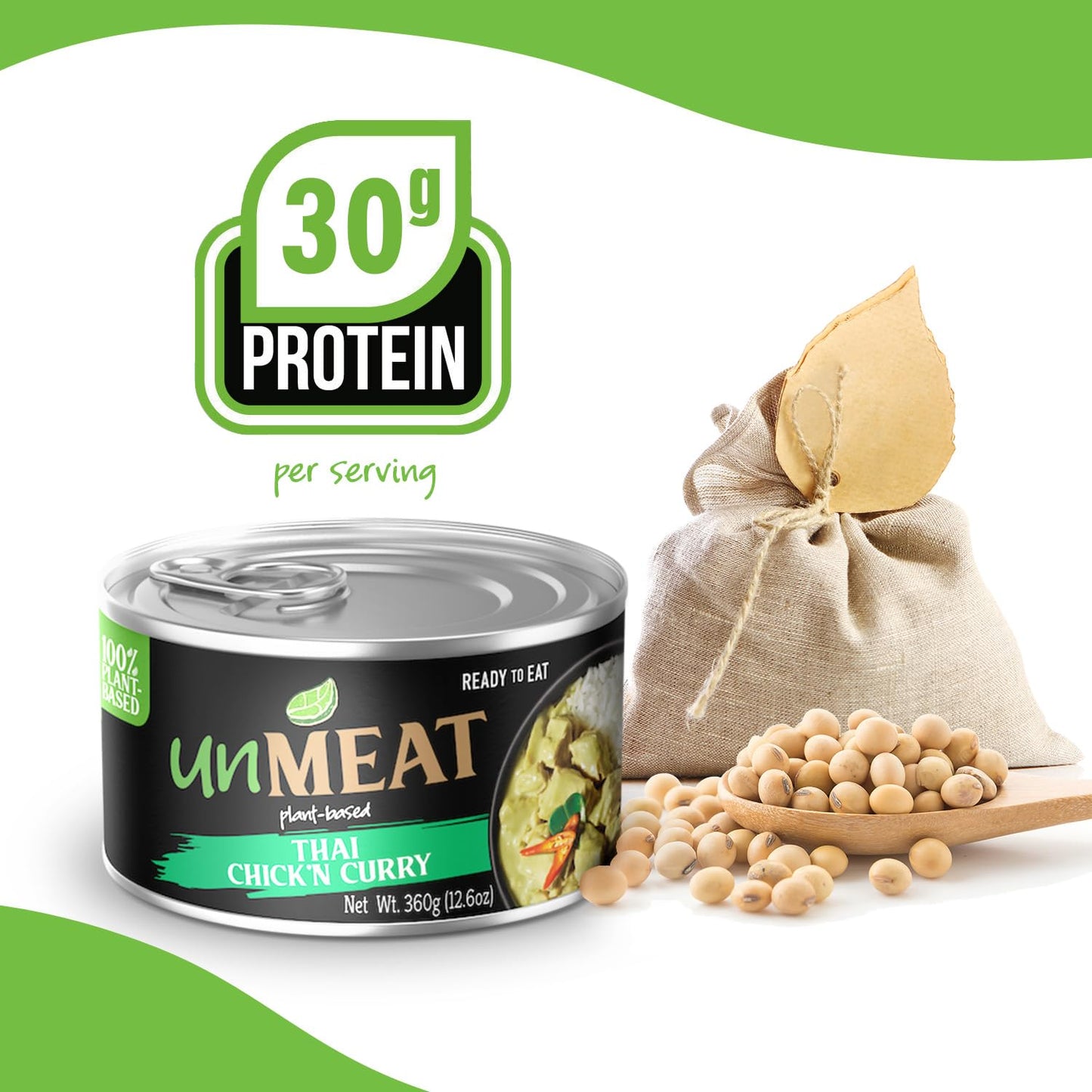 Unmeat Plant Based Meat | Easy To Prepare Plant Based Protein | Vegan Meat With Less Calories, Thai Chicken Curry, 12 Pack