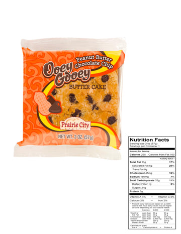 Prairie City Bakery Ooey Gooey Butter Cake Snack Cakes, 2 Ounce (Pack of 10), Individually Wrapped, Peanut Butter Chocolate Chip