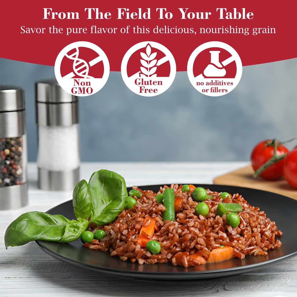 Fusion Select Red Rice - Premium Non-GMO Long Grain Rice, Gluten-Free, Non-Sticky, 5Lbs, 16.4 x 8.5 x 30.5 cm
