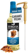 Syruvia Sugar Free Caramel Pecan Syrup With Syrup Pump Dispenser - Caramel Pecan Coffee Syrup Flavor, 25.4 fl oz, Kosher, Gluten