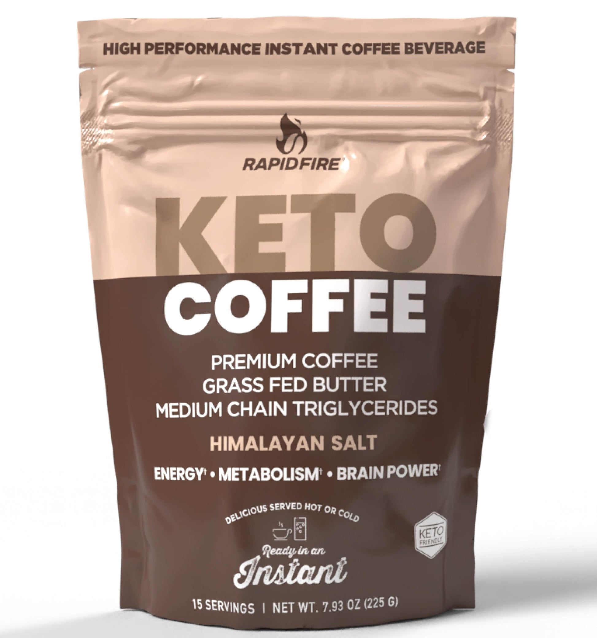 Rapidfire Ketogenic High Performance Instant Coffee Mix, Supports Energy and Metabolism, 15 Servings, brown, 7.93 ounce (pack of