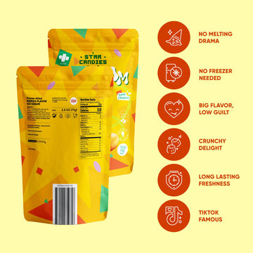 STAR CANDIES Freeze Dried Mango Ice Cream | Crunchy Camping Snack | 3 Pack
