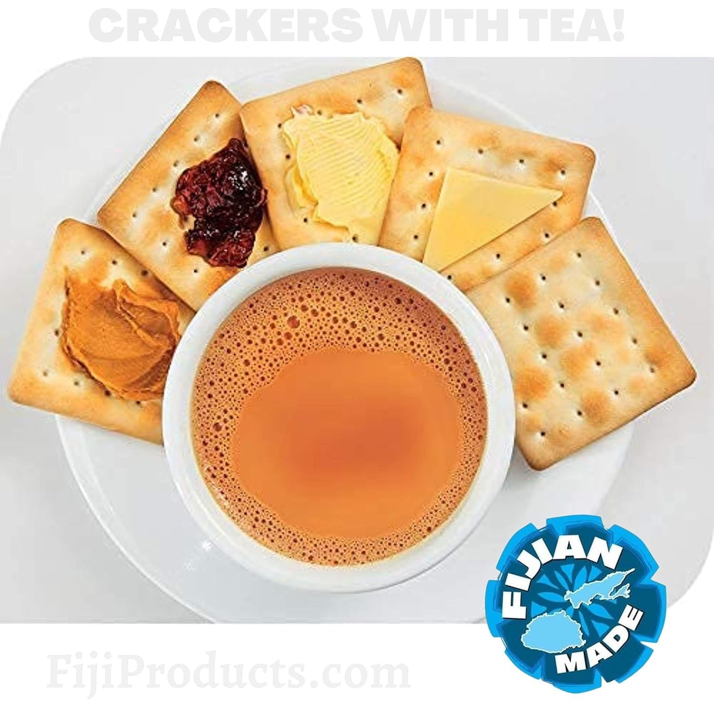 FIJI - fmf Breakfast CRACKERS (2kg Container) Simply... Delicious Anytime Cracker Snacks, Love from FIJI