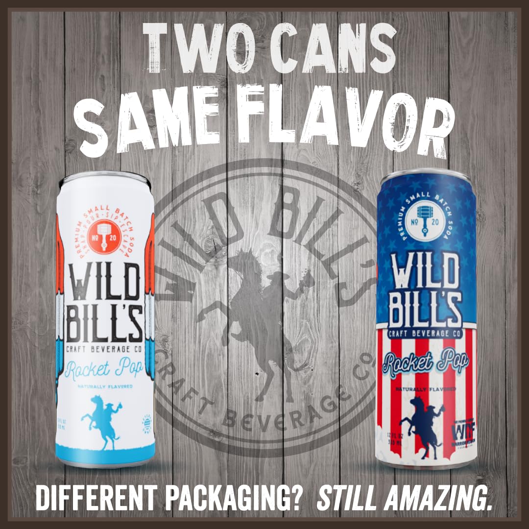 Wild Bills Rocket Pop Soda - Classic Craft Soda, Caffeine-Free, Vegan, 12 Oz, 12 Pack