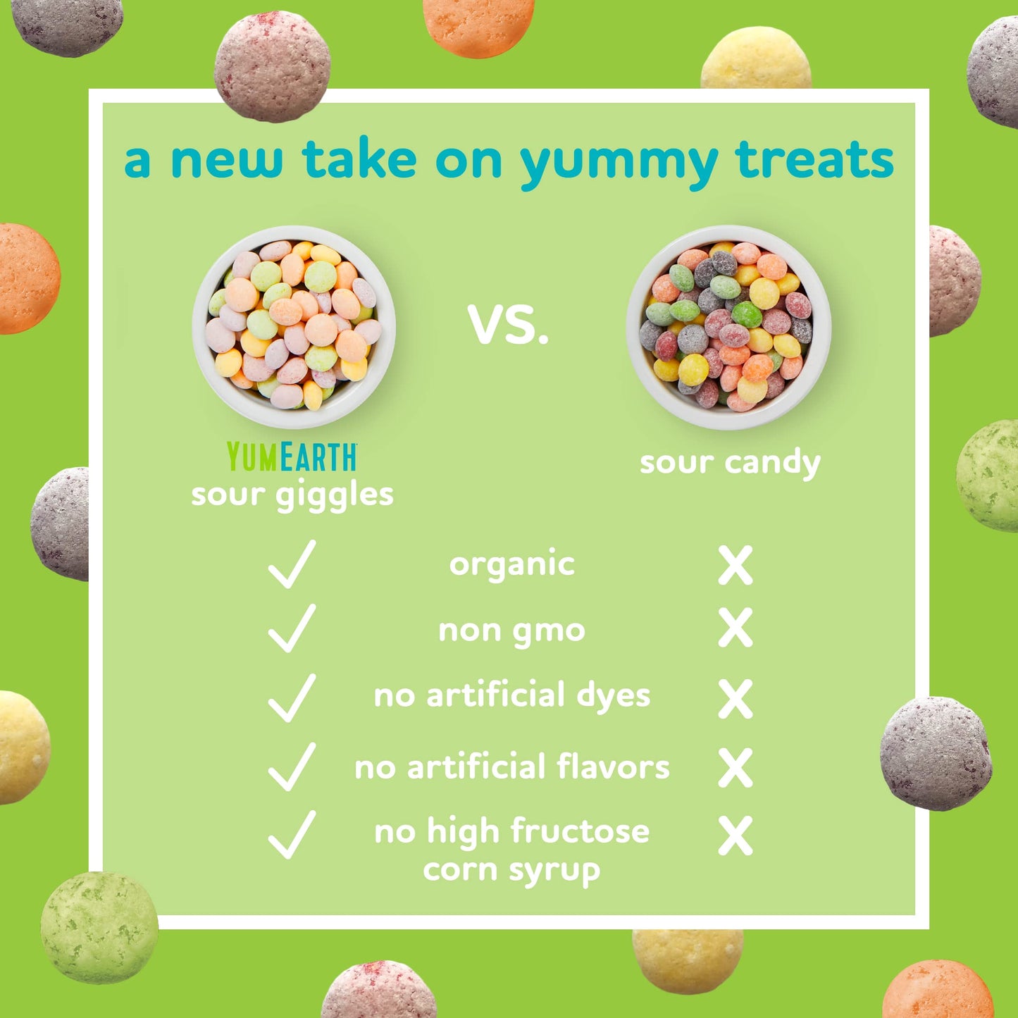 YumEarth Organic Giggles Sour Chewy Candy Bites, 2oz (Pack of 12), Allergy Friendly, Gluten Free, Non-GMO, Vegan, No Artificial