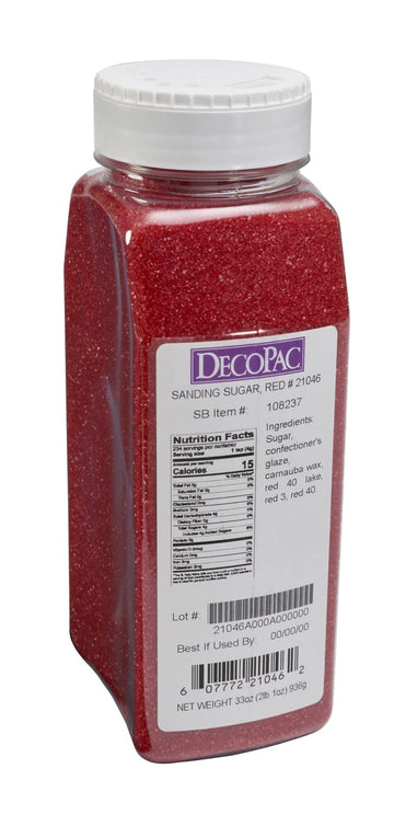 Decopac Sanding Sugar, Red Edible Sugar Sprinkles, Edible Sanding Sugar In Handheld Container, Sugar Sprinkle Mix For Celebration Cakes, Cupcakes, Cookies, 33Oz - Red