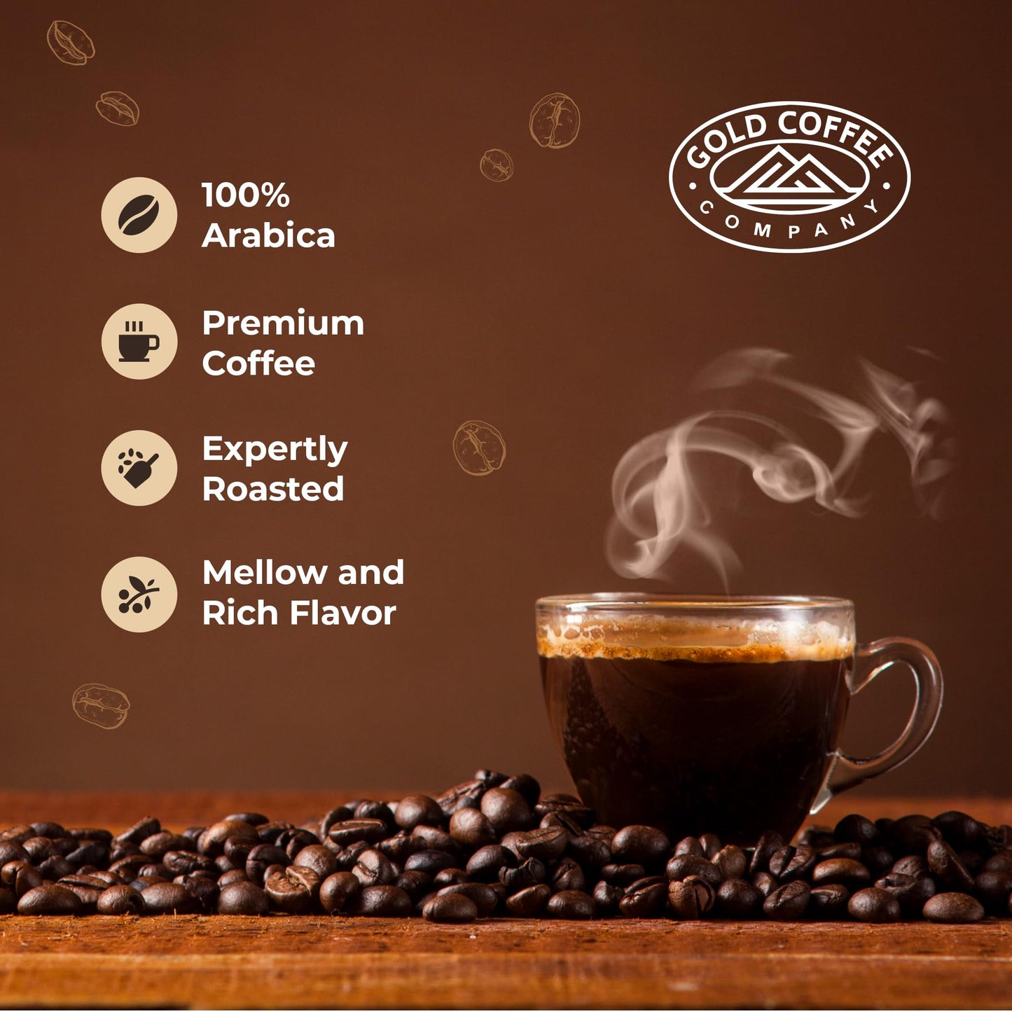 Gold Coffee Company Blue Mountain Premium Blend | Gourmet Medium Roast Ground Coffee | 100% Arabica Roasted Beans | 1 Lb. (Pack