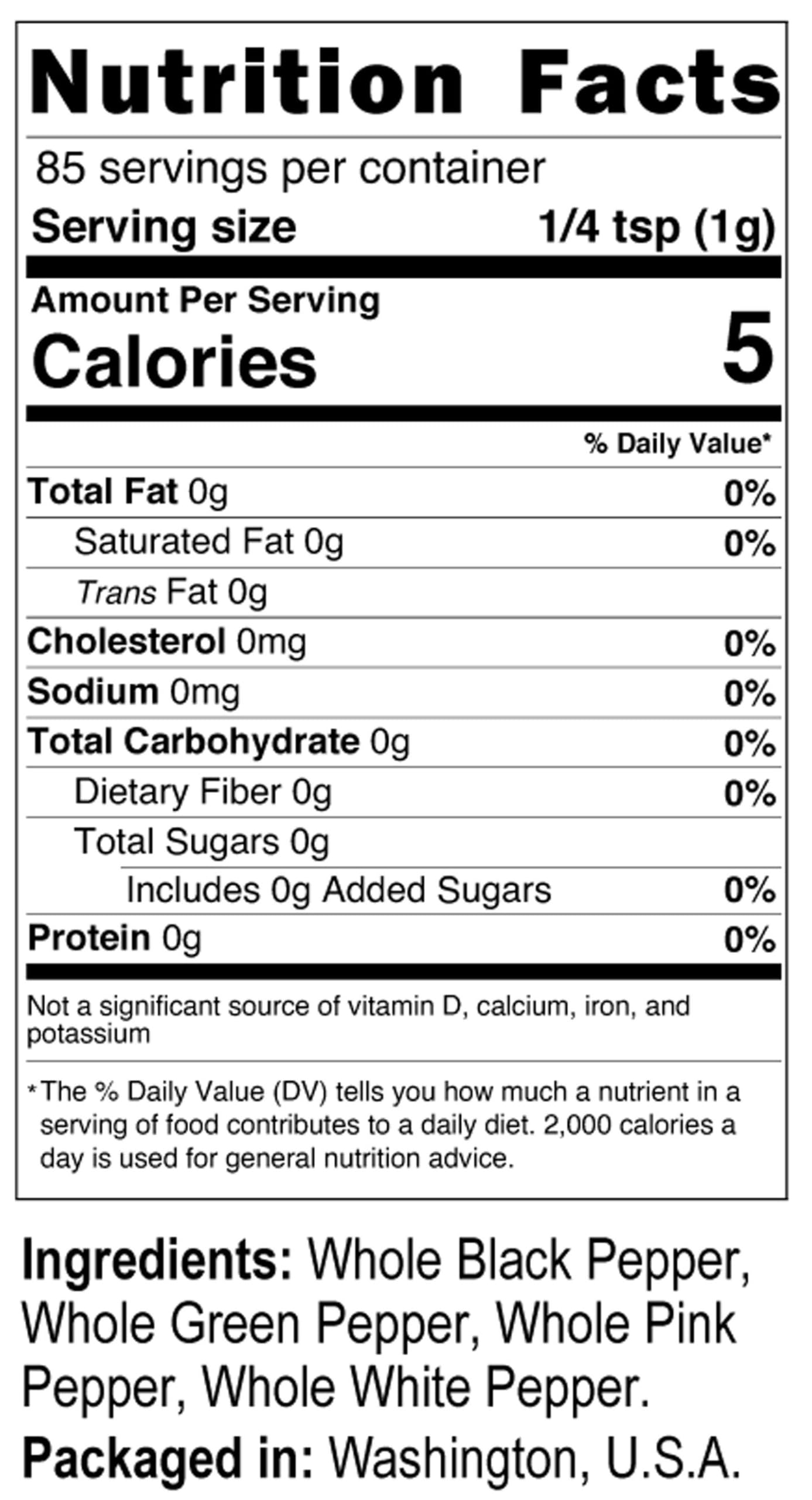Viva Doria Rainbow Peppercorns - Four Peppercorn Blend, Whole Black, Green, Pink And White Pepper, Steam Sterilized 6 Oz, For Grinder Refill