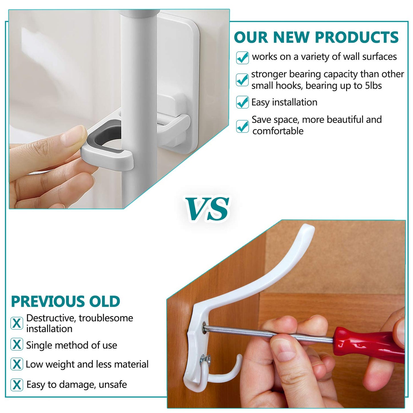 Tinkeep Mop Holder Wall Mounted Broom Holder Broom & Mop Grippers Self Adhesive No Drilling Super Anti-Slip Broom And Dustpan Ha