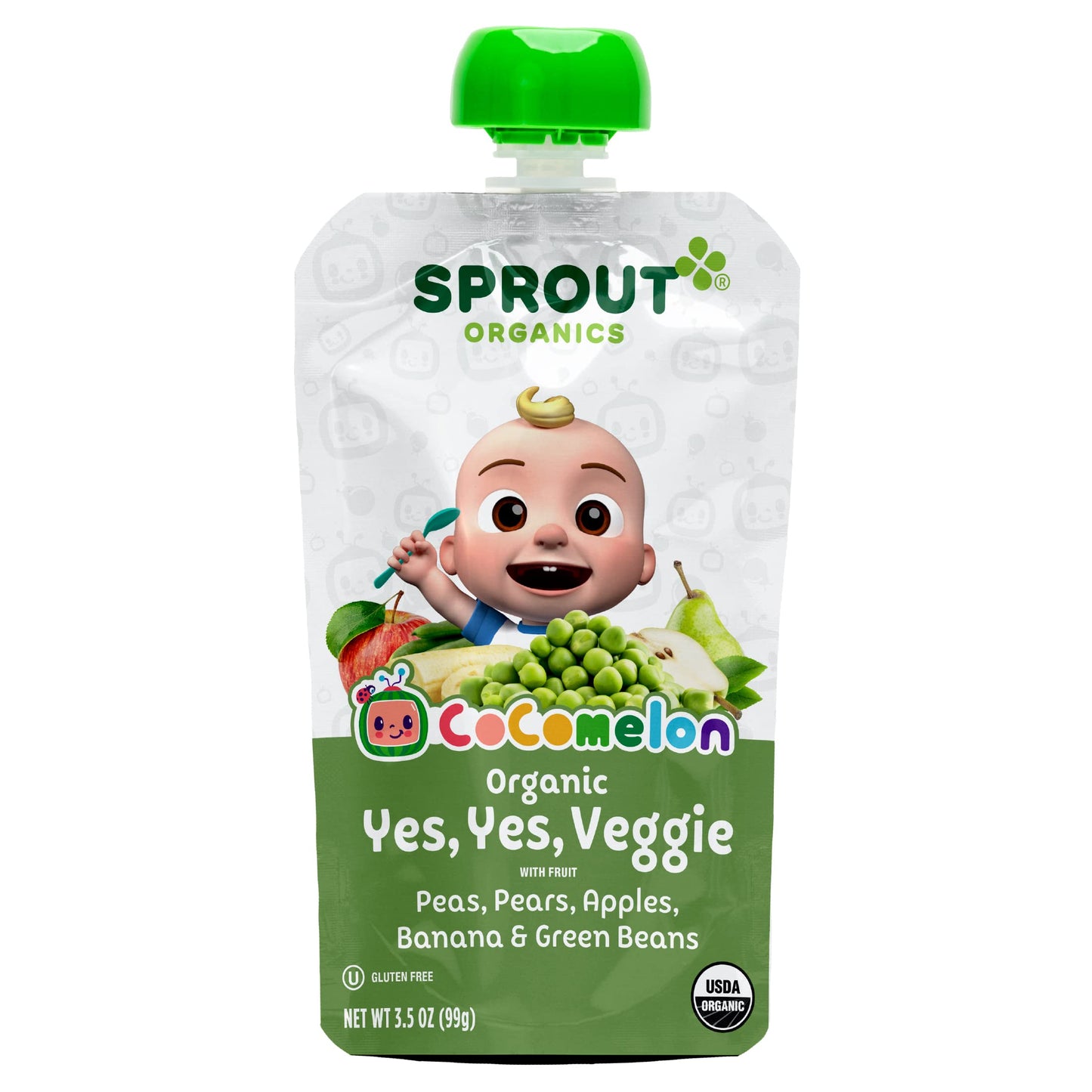 Cocomelon Sprout Organic Baby Food, Toddler Pouches, Yes, Yes, Veggie, Fruits, Grains, 3.5 Oz(Pack Of 12)