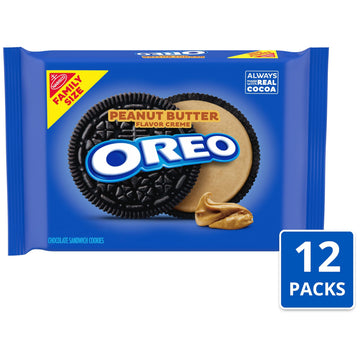 Oreo Peanut Butter Creme Chocolate Sandwich Cookies, Family Size, 12 - 17 Oz Packs