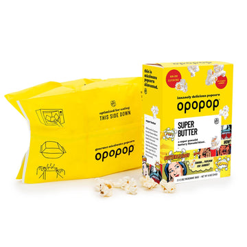 Opopop Traditional Microwave Popcorn - Super Butter 9-Pack - Butter Popcorn, Flavored Popcorn Bulk, Non-GMO