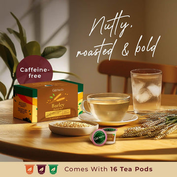 Gya Tea Co Barley Herbal Tea Pod (16 Ct) - Decaf Wellness Tea Rich Nutrients For Digestive Health & Nourish