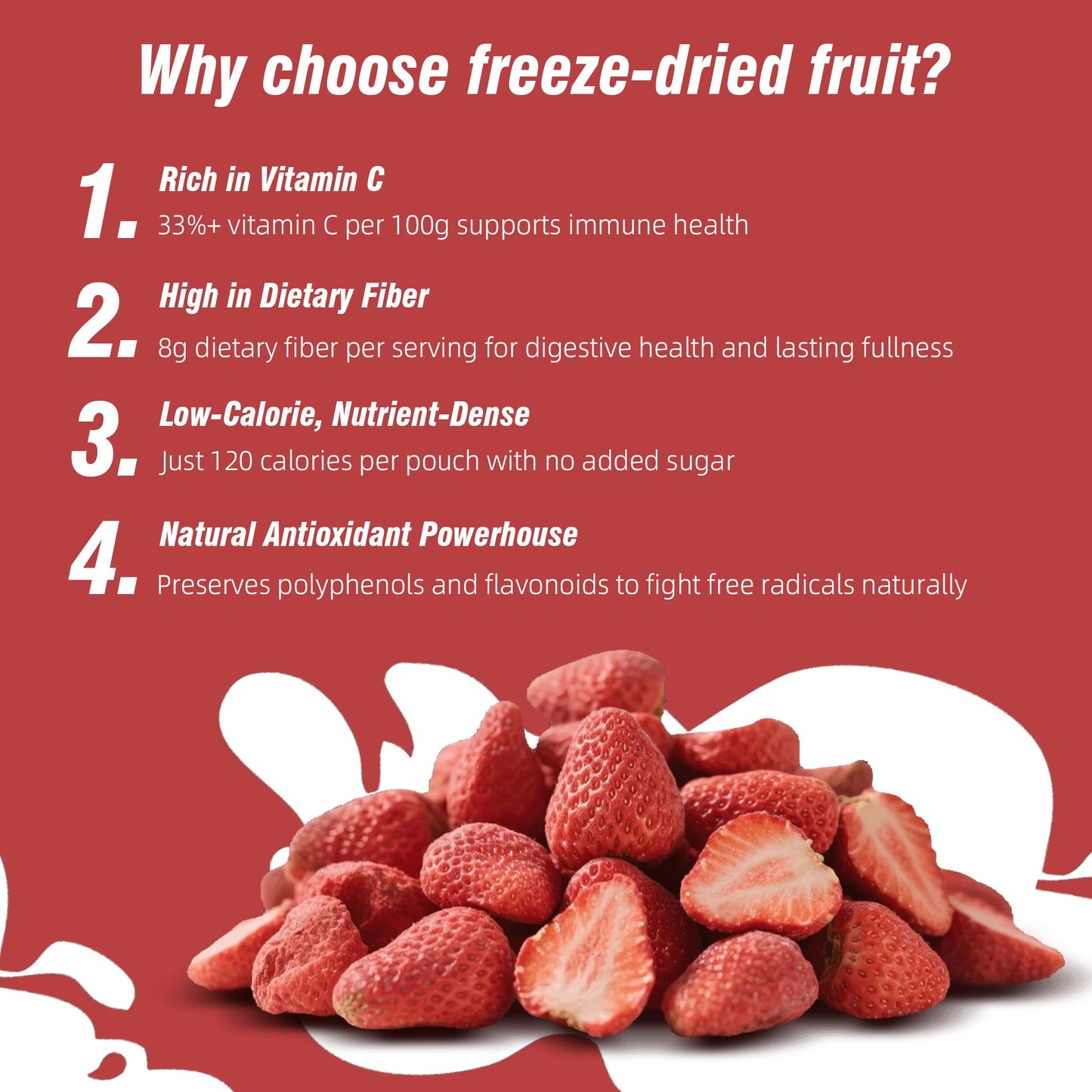 MATINÉE Freeze Dried Strawberries, Whole Dried Fruit Snack, Vegan, Non-GMO, Preservative Free, 1.2oz (Pack of 4)