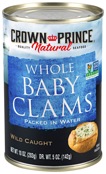 Crown Prince Natural Boiled Baby Clams in Water, 10-Ounce Cans (Pack of 12)