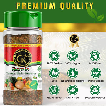 Caribkfoods Mild Jerk Seasoning (4.5 Oz) -100% All Natural Premium Ingredients | Healthy Gourmet Spice Blend For All Foods - Kos