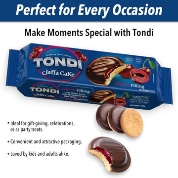 Tondi Variety Pack European Biscuits, Jaffa Cakes Cherry Filling Pack Of 3 137G/Each