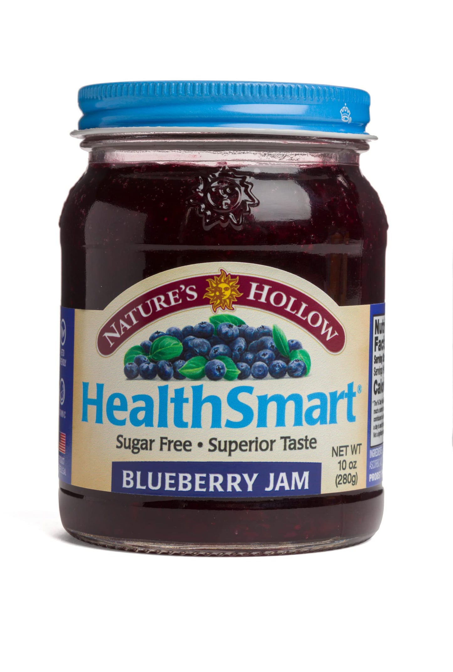 Natures Hollow Blueberry Jam: Sugar Free Preserves, Low Cal, Non GMO, Keto Friendly, Vegan, Gluten Free, and Diabetic Friendly