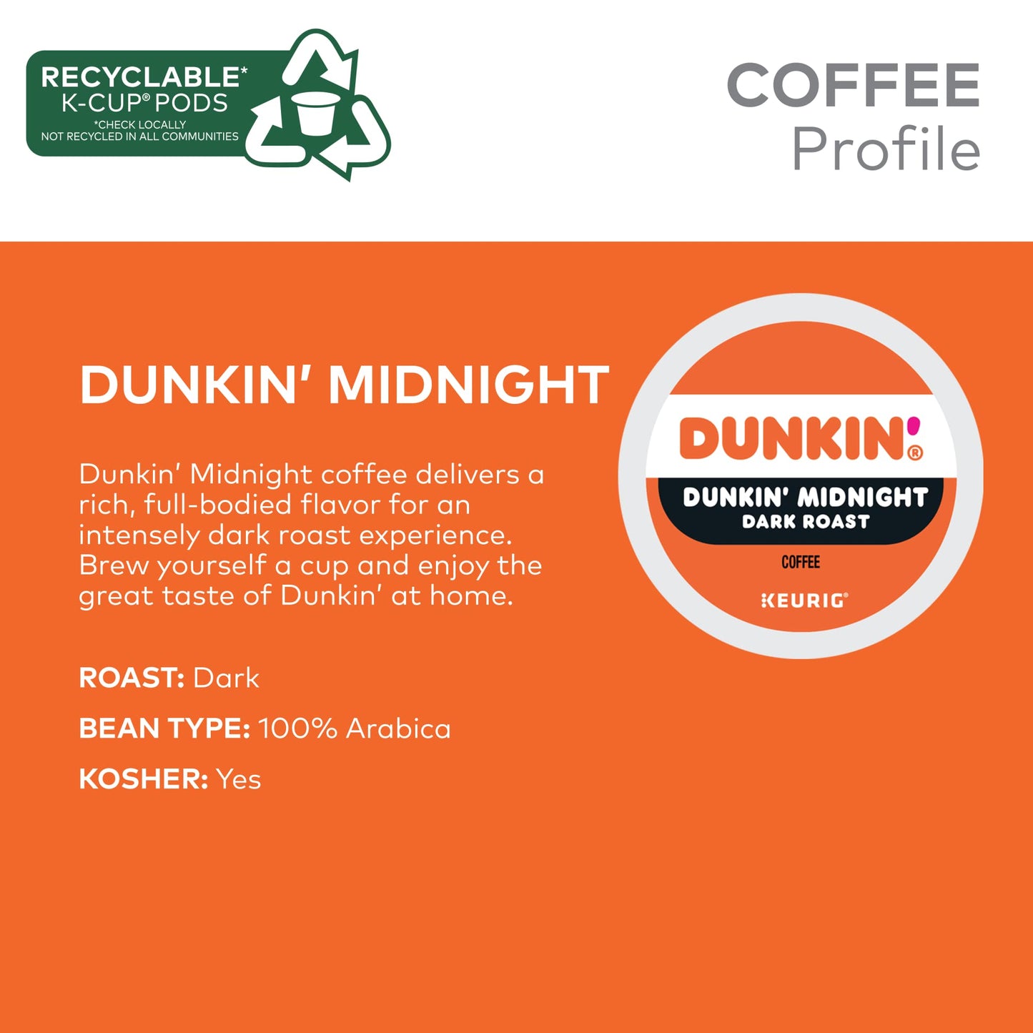 Dunkin Donuts K-Cup Pods, Original Dark Roast, 22/Box