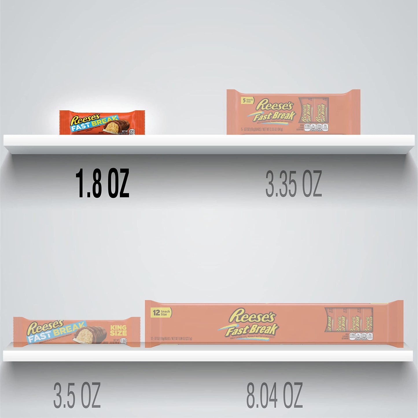 Reese'S Fast Break Peanut Butter Nougat Candy Bars, 1.8 Oz (Pack Of 18)