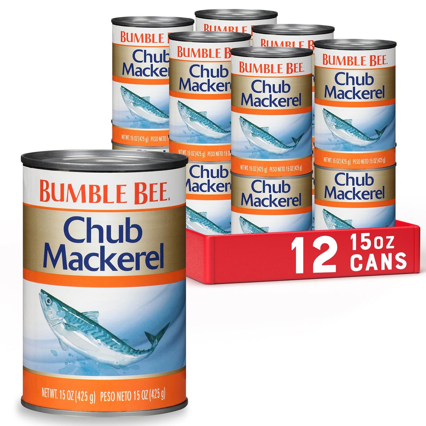 Bumble Bee Chub Mackerel, 15 Oz Can (Pack Of 12) - Canned Mackerel Fish, High Protein Keto Food, Gluten Free