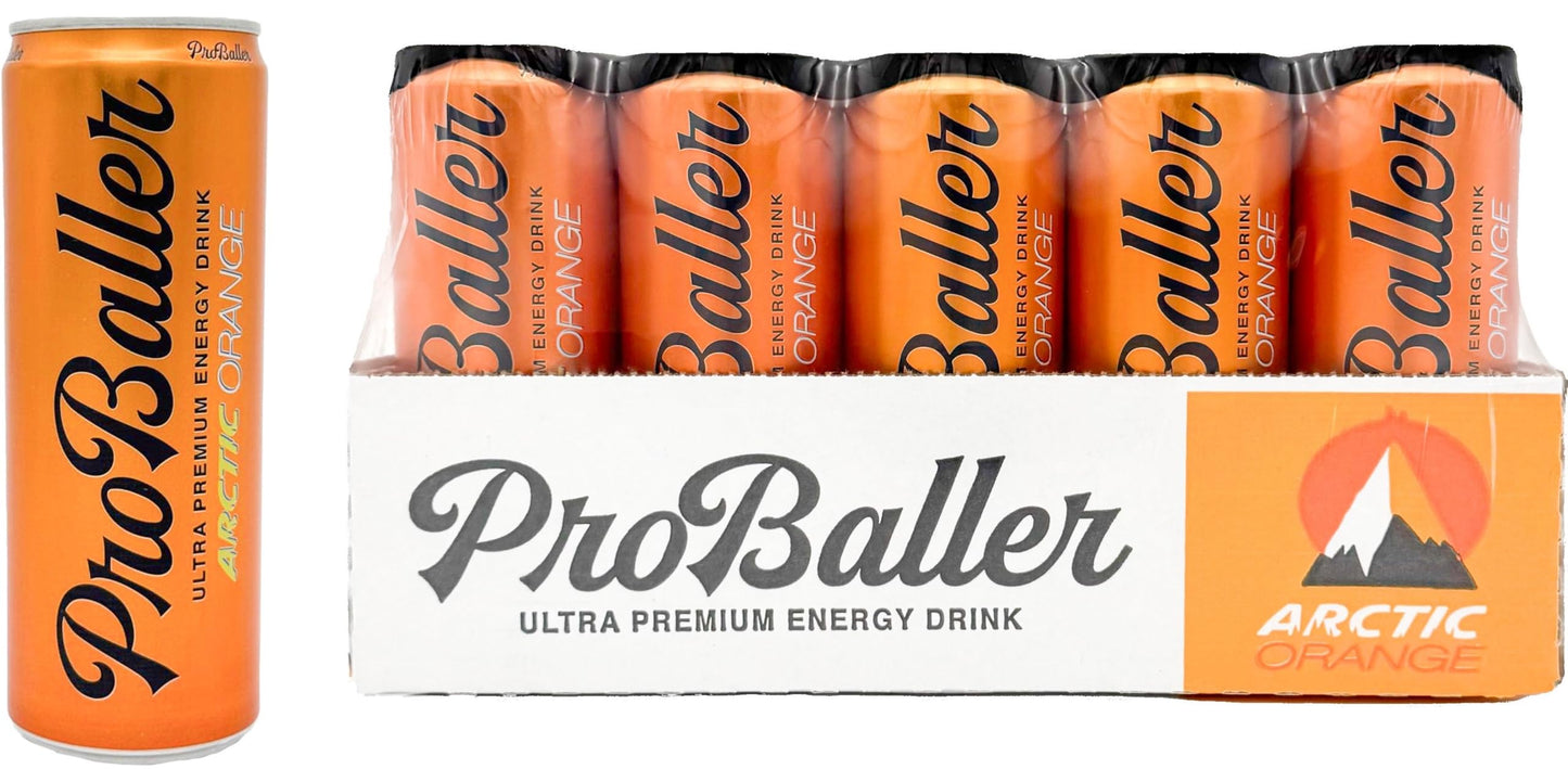 PROBALLER Ultra Premium Energy Drink - Arctic Orange - Natural Energy - 12 fl oz (Pack of 15)