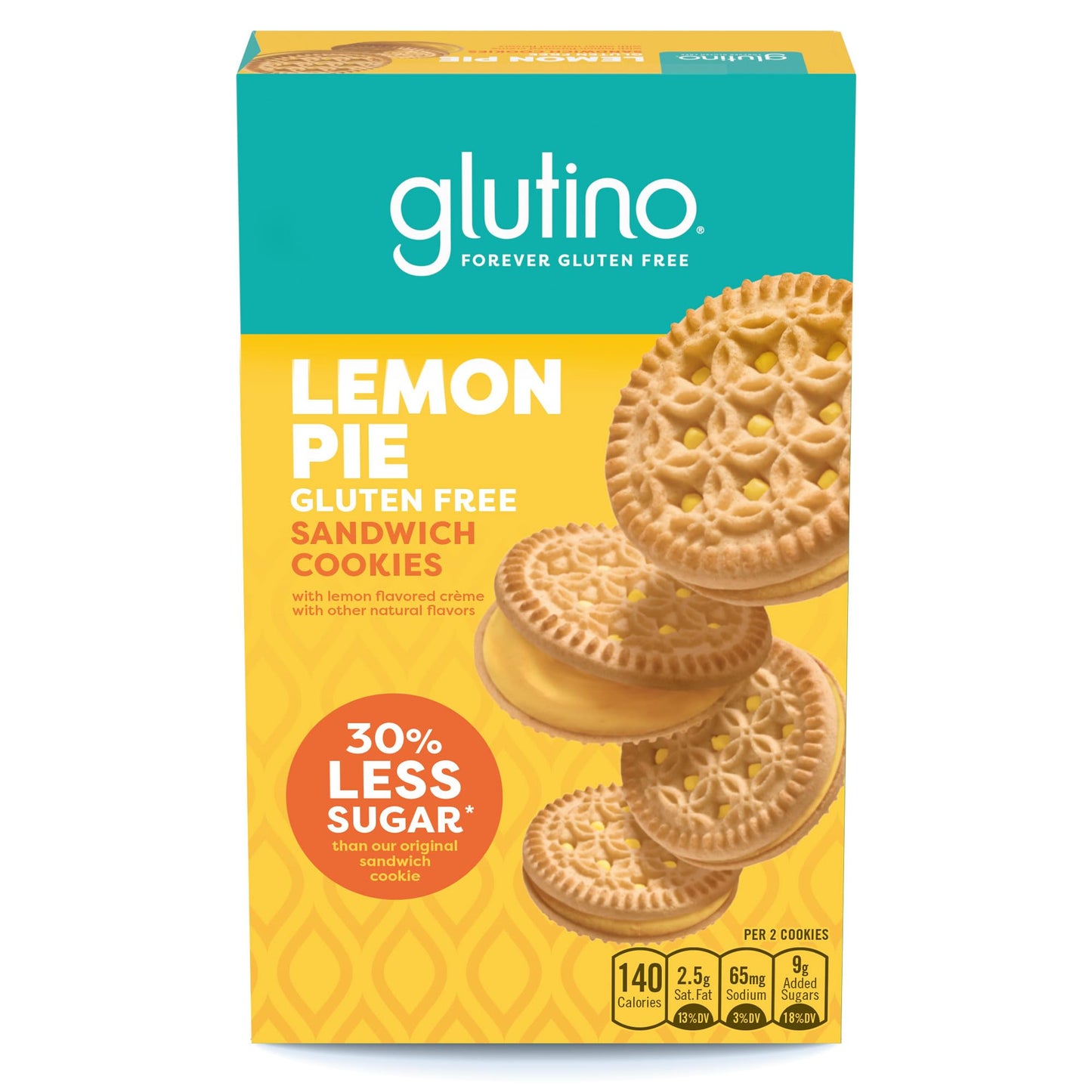 Glutino Gluten Free Lemon Pie Flavored Sandwich Cookies, Gluten Free Snacks, 10.5 oz.