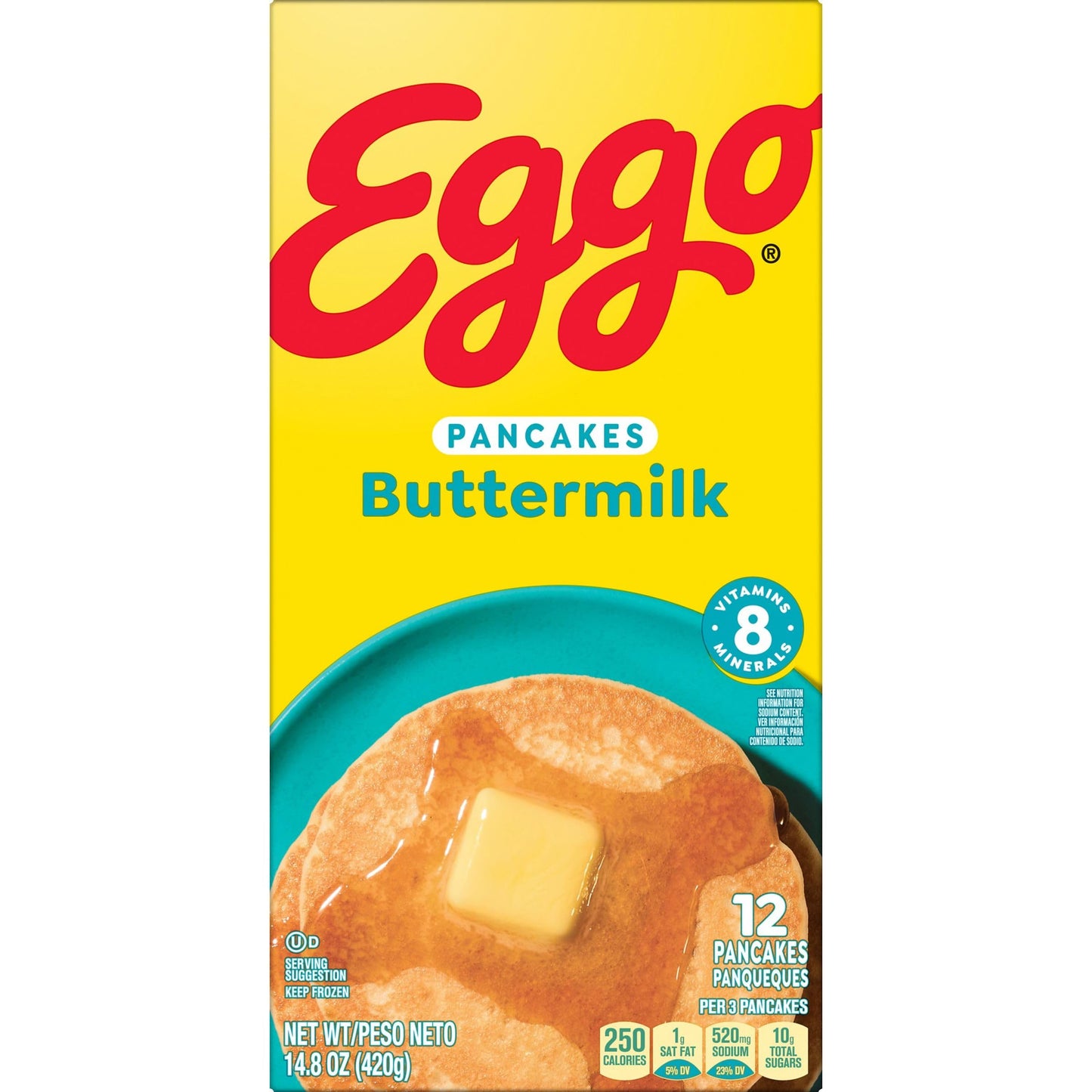 Eggo Frozen Pancakes, Frozen Breakfast, Breakfast Food, Buttermilk, 14.8oz Box (12 Pancakes)