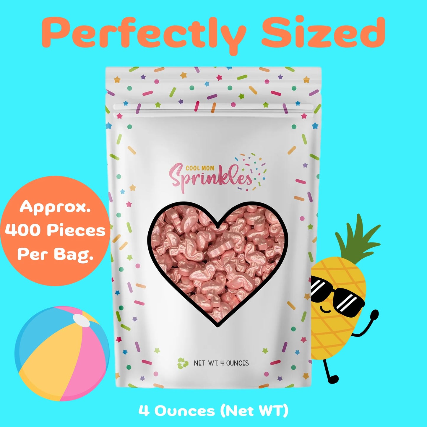 Cool Mom Sprinkles Pink Flamingo Sprinkles (4 Oz.) - Tropical Summer Themed Sprinkles For Decorating Cakes, Cupcakes, Cookies &