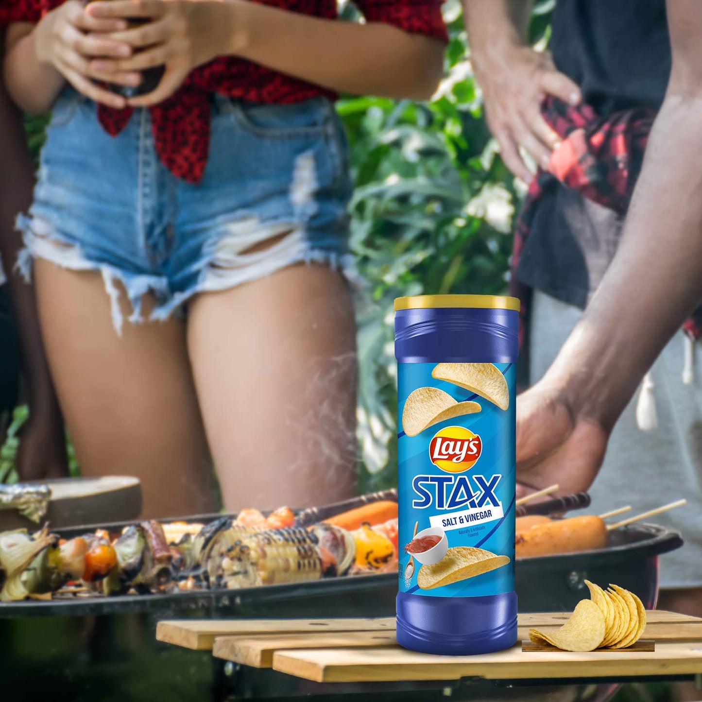 Lay'S Stax Salt & Vinegar Flavored Potato Crisps Canister, 5.5 Ounce