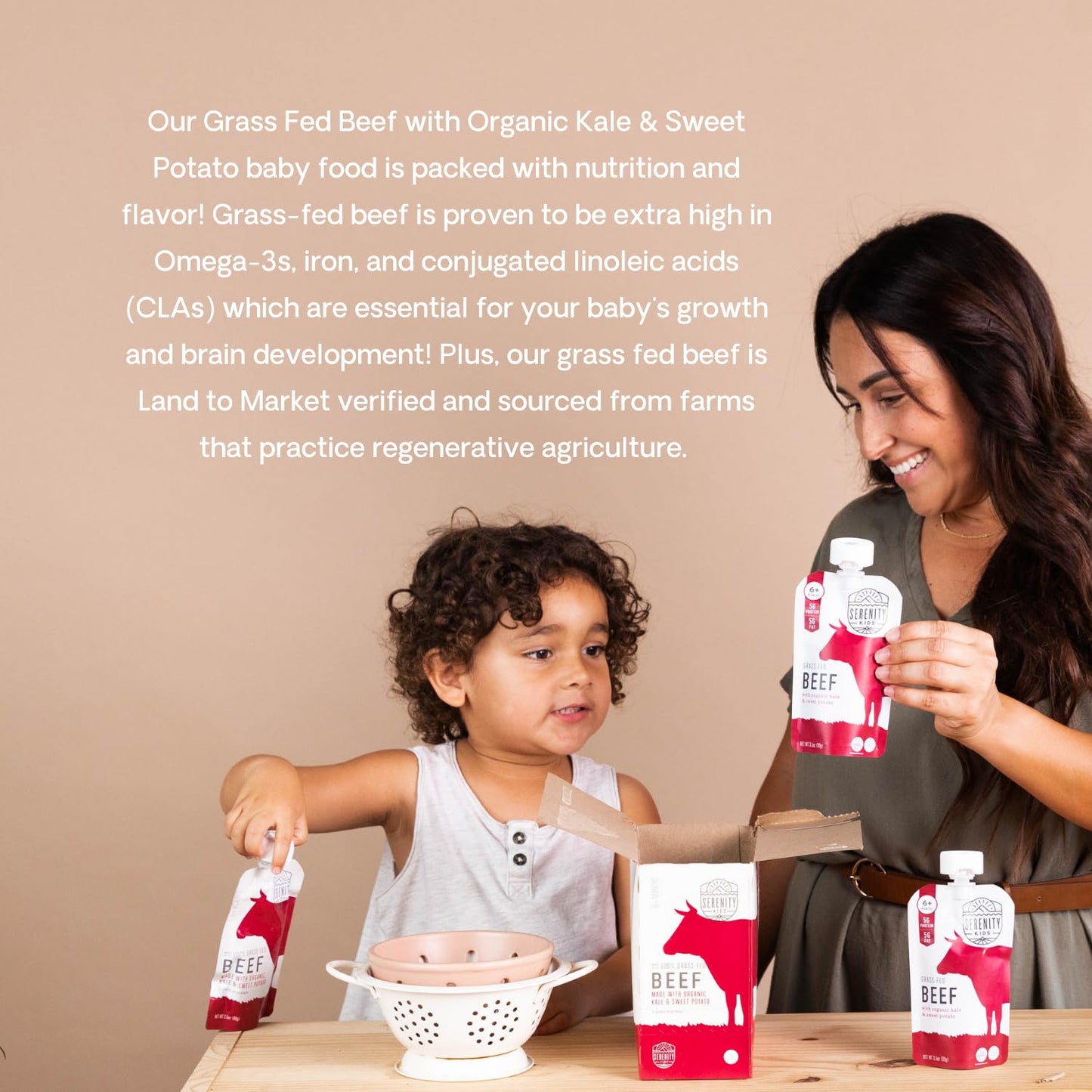 Serenity Kids 6+ Months Baby Food Pouches Puree Made With Ethically Sourced Meats & Organic Veggies | 3.5 Ounce Bpa-Free Pouch |