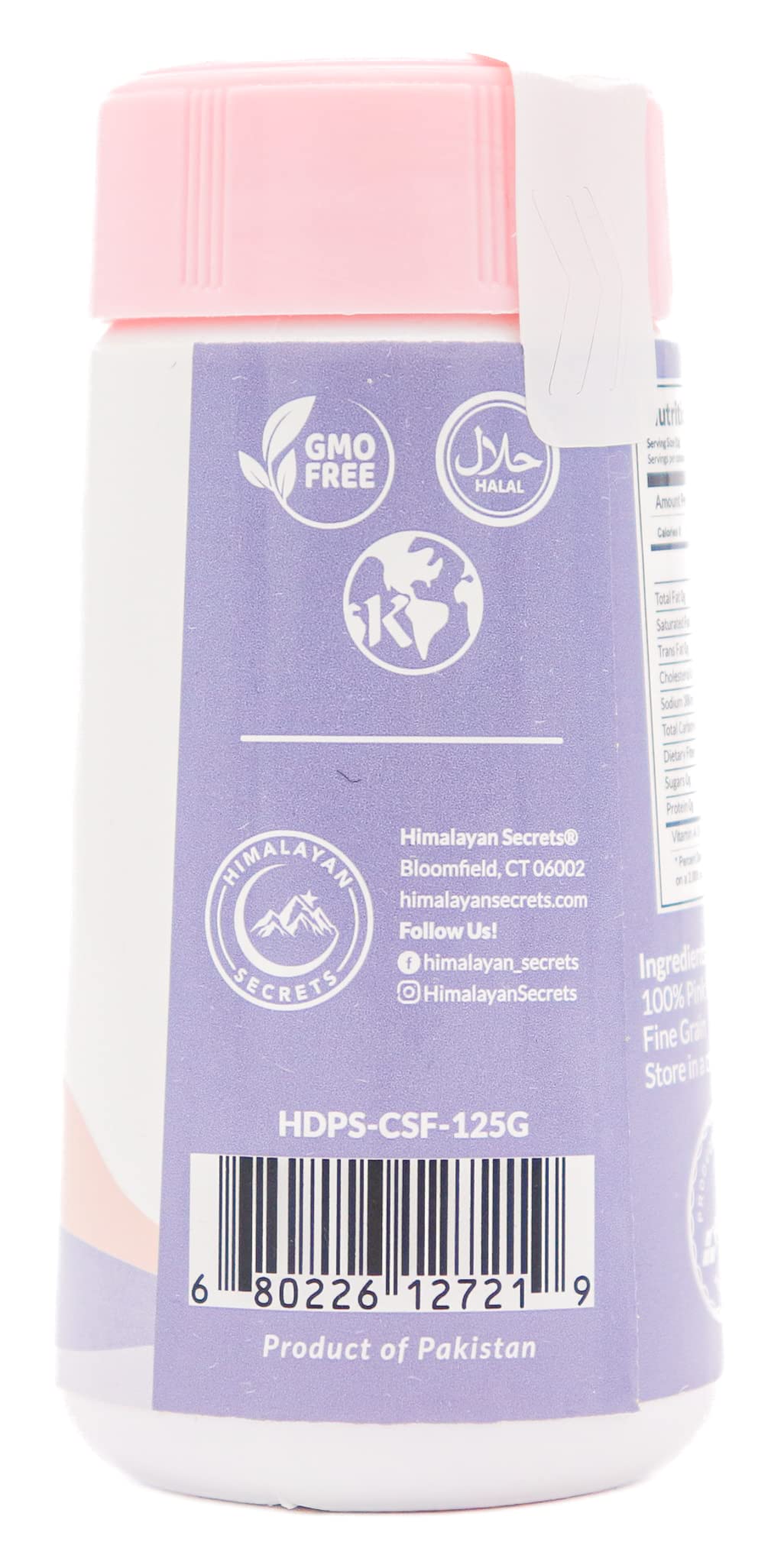 Natural Pink Himalayan Cooking Salt - Kosher Certified Fine Grain Gourmet Salt in Mini 4 oz Shaker - Heart Healthy Salt Packed w